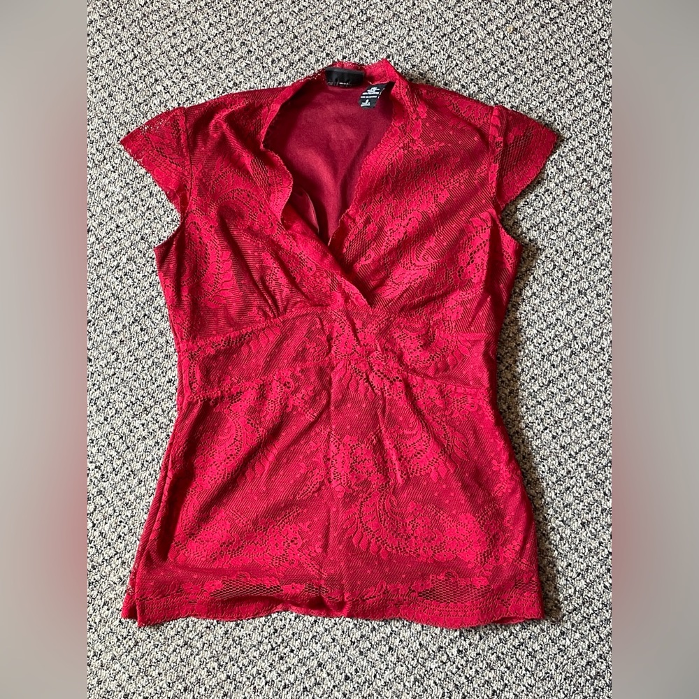 Red Lace Blouse